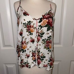 White with flowers spaghetti strap